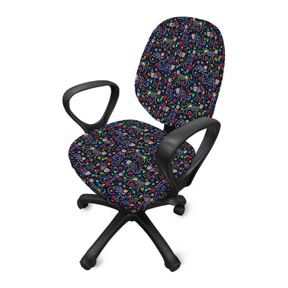 Day Of The Dead Calavera Cat Print Office Chair Cover