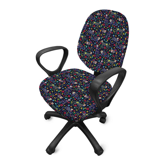 Day Of The Dead Calavera Cat Print Office Chair Cover