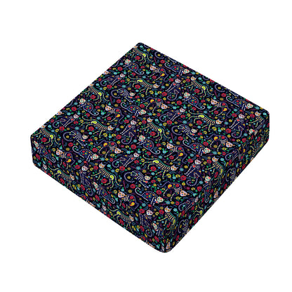 Day Of The Dead Calavera Cat Print Outdoor Seat Cushion Cover