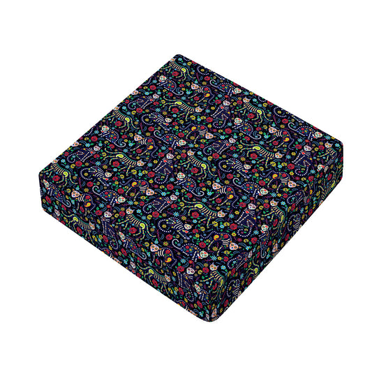 Day Of The Dead Calavera Cat Print Outdoor Seat Cushion Cover