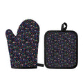 Day Of The Dead Calavera Cat Print Oven Mitt And Pot Holder Set