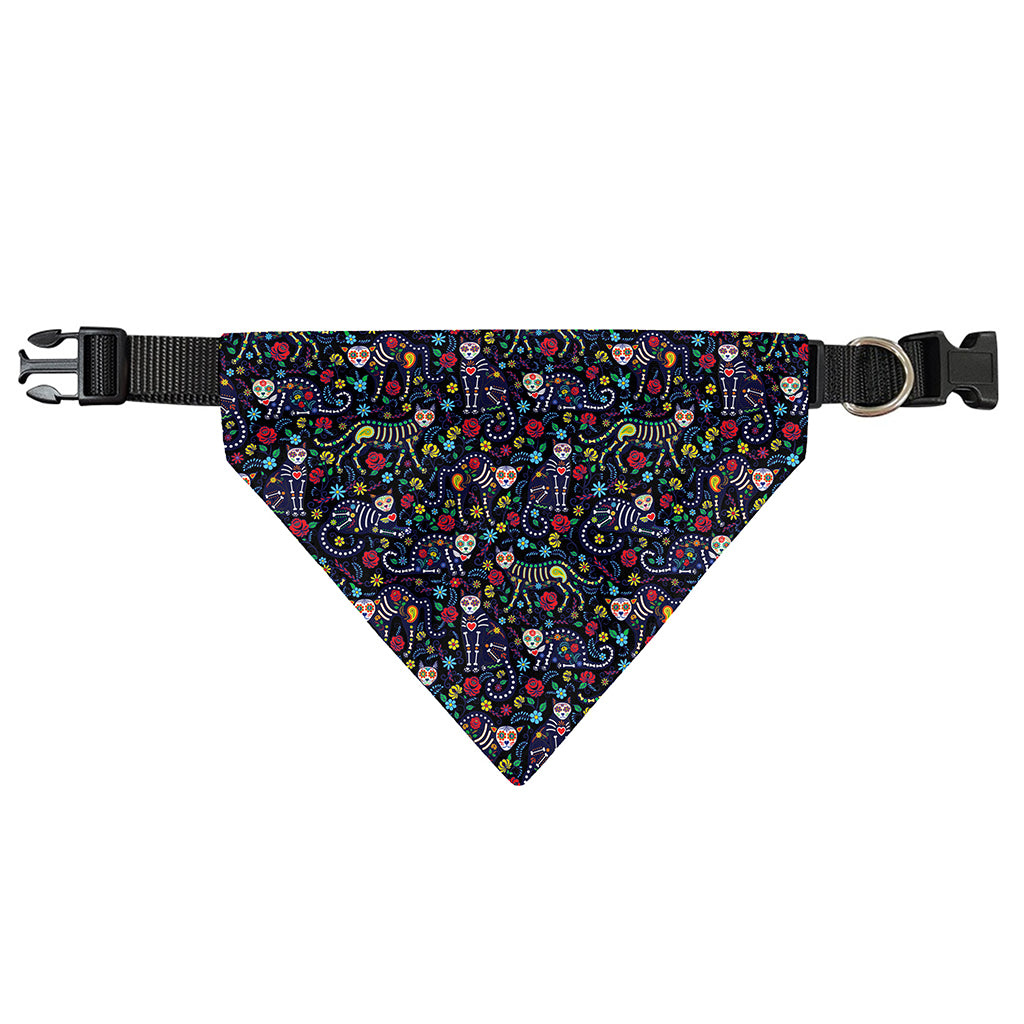 Day Of The Dead Calavera Cat Print Over The Collar Dog Bandana