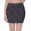 Day Of The Dead Calavera Cat Print Pencil Mini Skirt