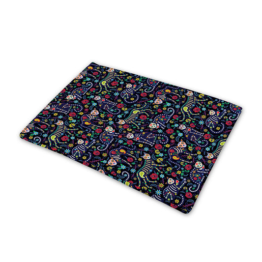 Day Of The Dead Calavera Cat Print Pet Cooling Mat Cover