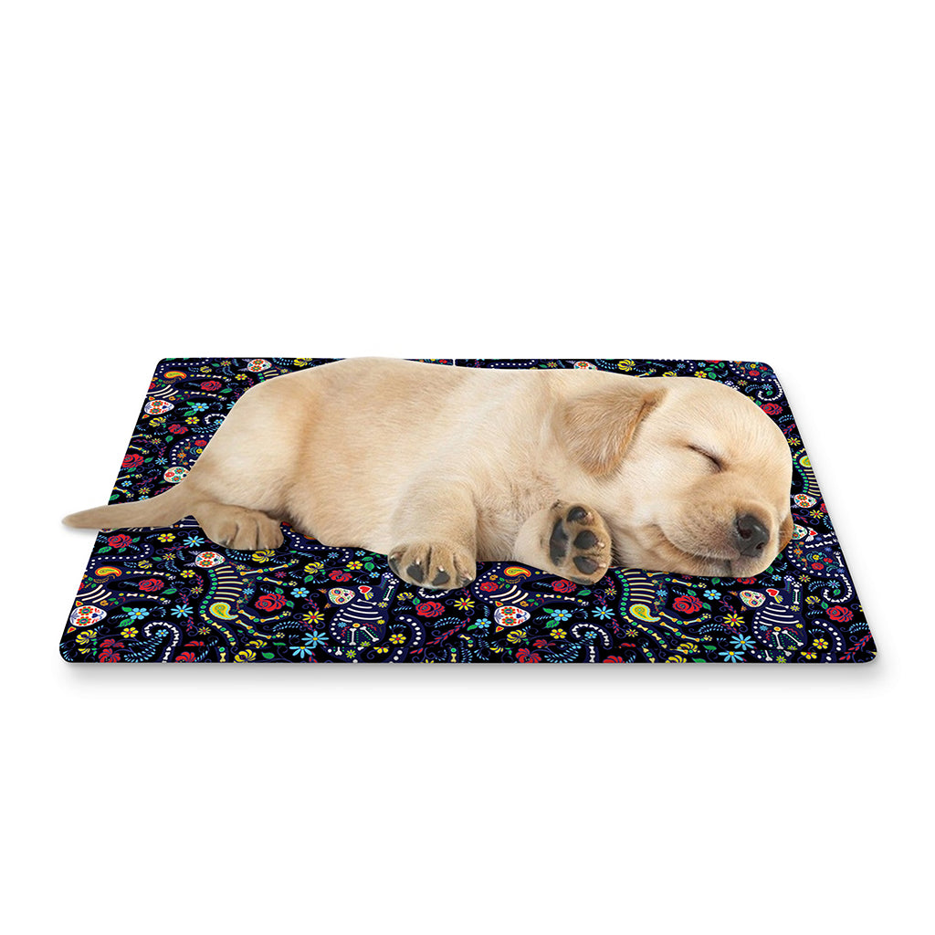 Day Of The Dead Calavera Cat Print Pet Cooling Mat Cover