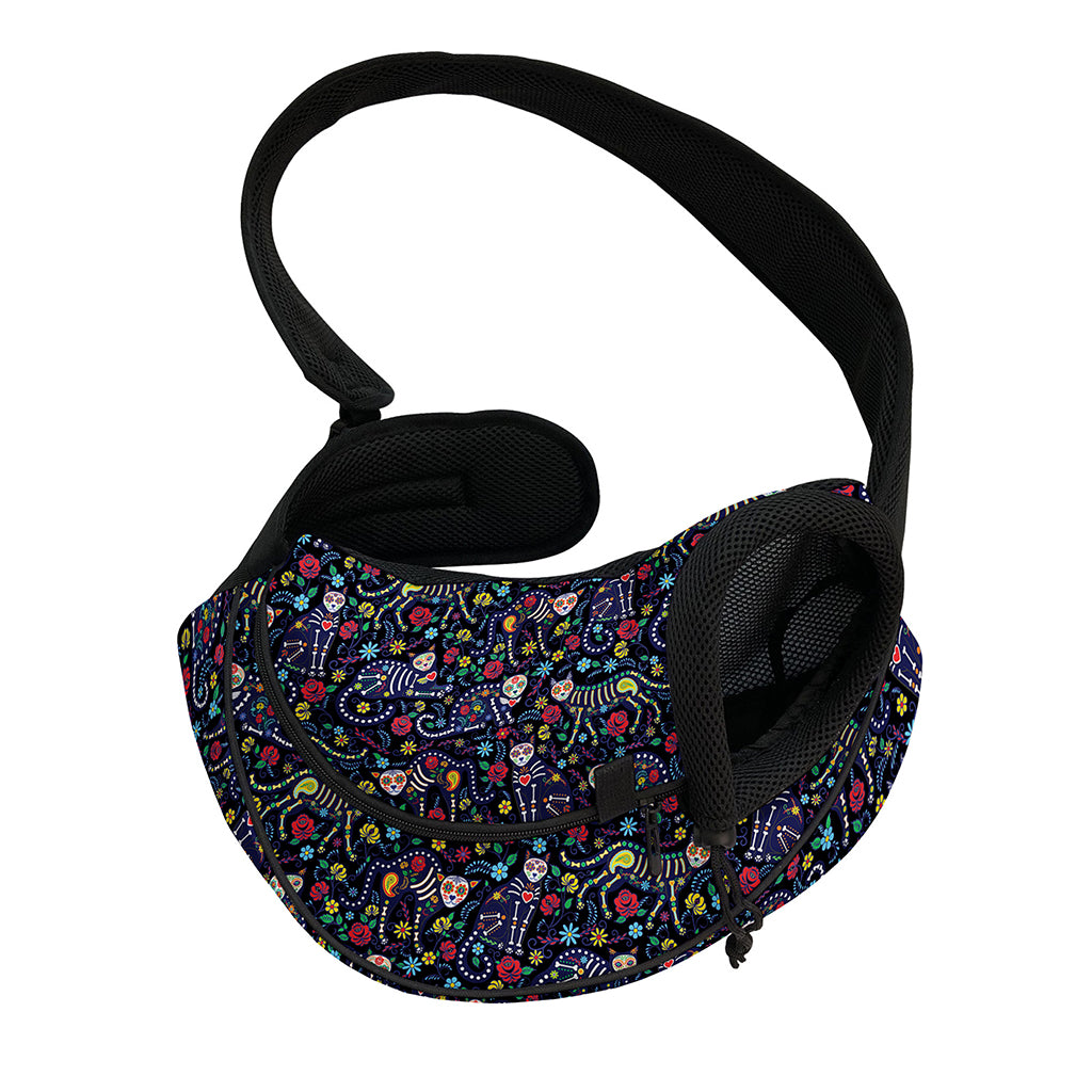 Day Of The Dead Calavera Cat Print Pet Sling Carrier