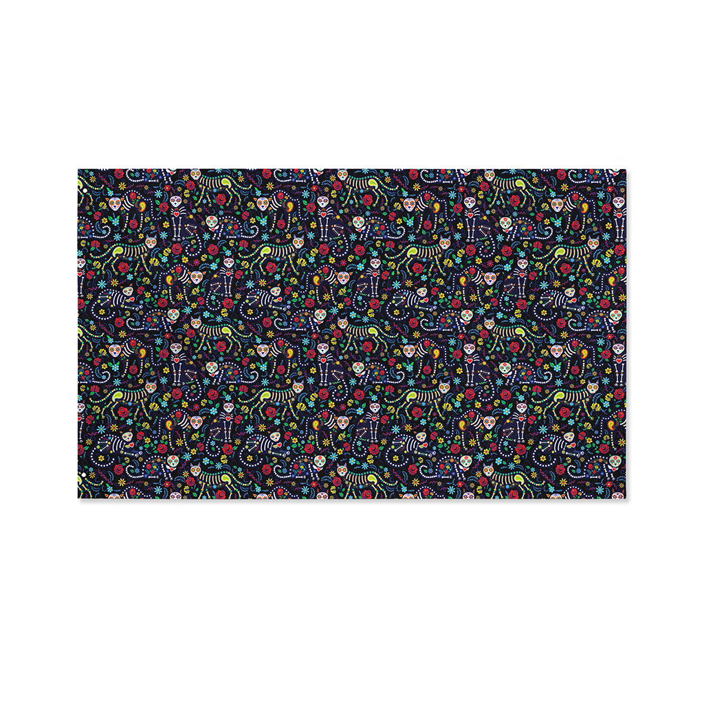 Day Of The Dead Calavera Cat Print Polyester Flag