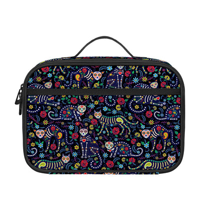 Day Of The Dead Calavera Cat Print Portable Lunch Bag