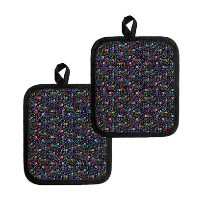 Day Of The Dead Calavera Cat Print Pot Holders
