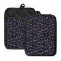 Day Of The Dead Calavera Cat Print Pot Holders With Pocket
