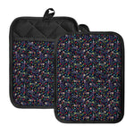 Day Of The Dead Calavera Cat Print Pot Holders With Pocket