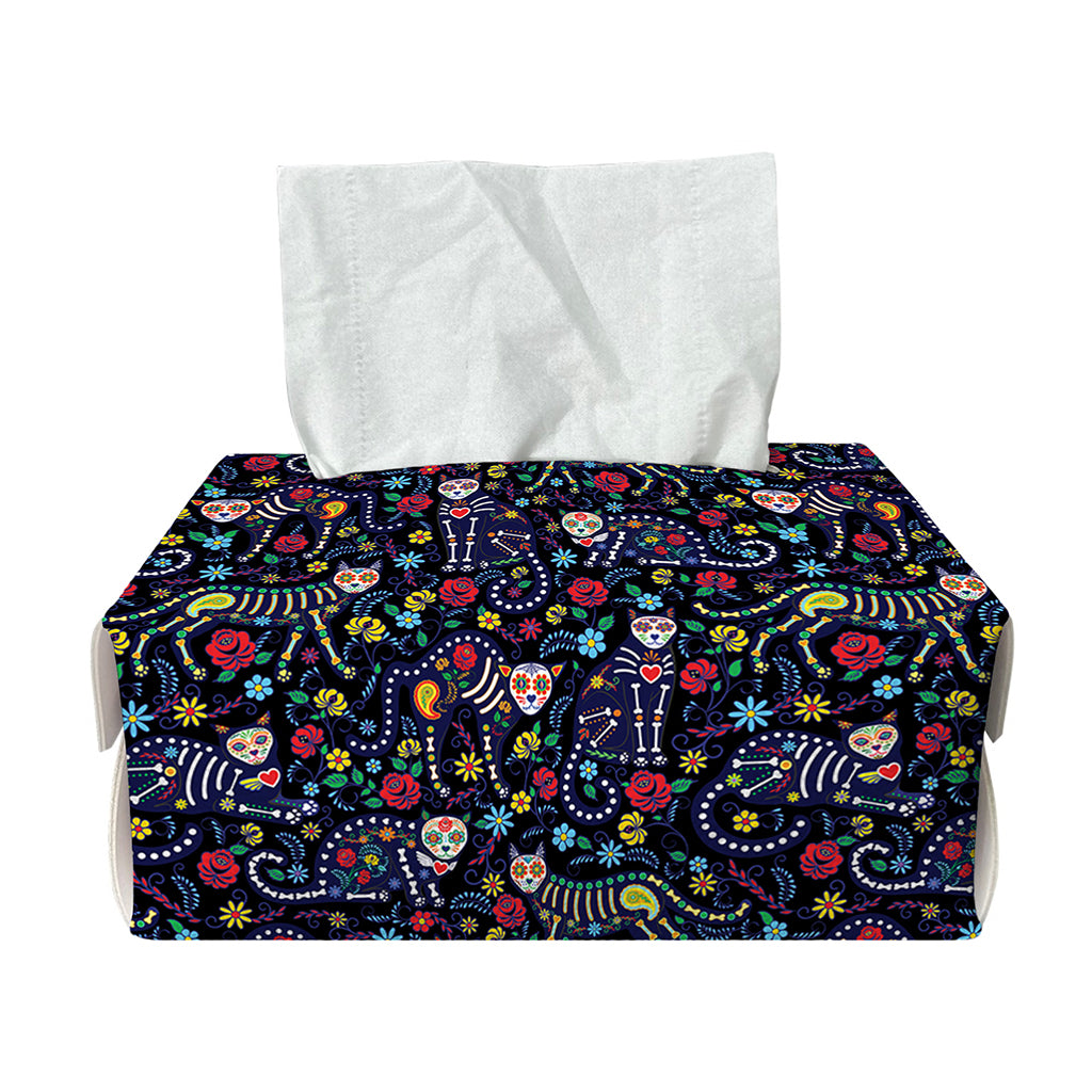 Day Of The Dead Calavera Cat Print Rectangle Tissue Box Cover