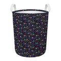 Day Of The Dead Calavera Cat Print Round Laundry Basket