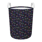 Day Of The Dead Calavera Cat Print Round Laundry Basket