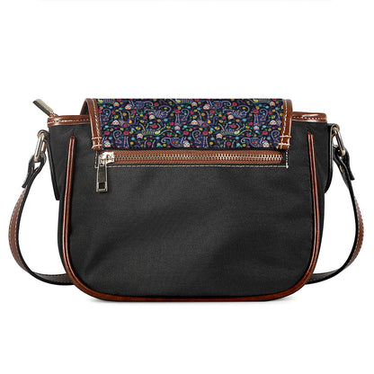 Day Of The Dead Calavera Cat Print Saddle Bag