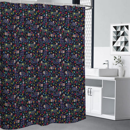 Day Of The Dead Calavera Cat Print Shower Curtain
