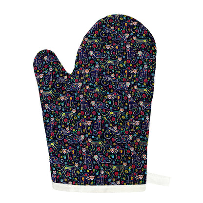 Day Of The Dead Calavera Cat Print Single Oven Mitt