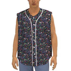 Day Of The Dead Calavera Cat Print Sleeveless Baseball Jersey