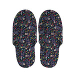 Day Of The Dead Calavera Cat Print Slippers