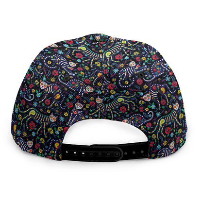 Day Of The Dead Calavera Cat Print Snapback Cap