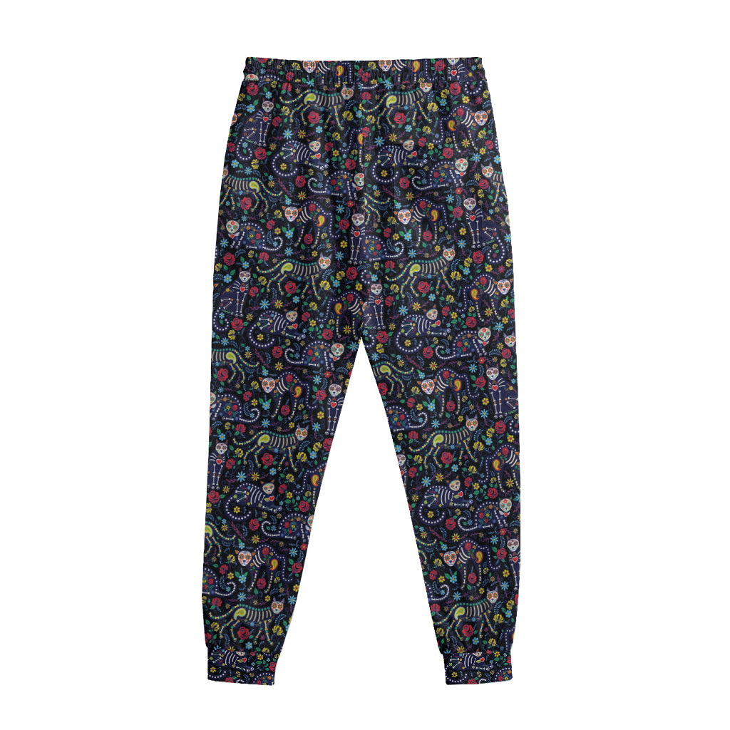 Day Of The Dead Calavera Cat Print Sweatpants