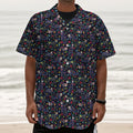 Day Of The Dead Calavera Cat Print Textured Short Sleeve Shirt