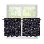 Day Of The Dead Calavera Cat Print Tier Curtains