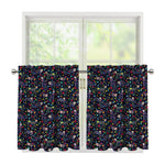 Day Of The Dead Calavera Cat Print Tier Curtains