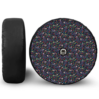Day Of The Dead Calavera Cat Print Tire Cover With Camera Hole