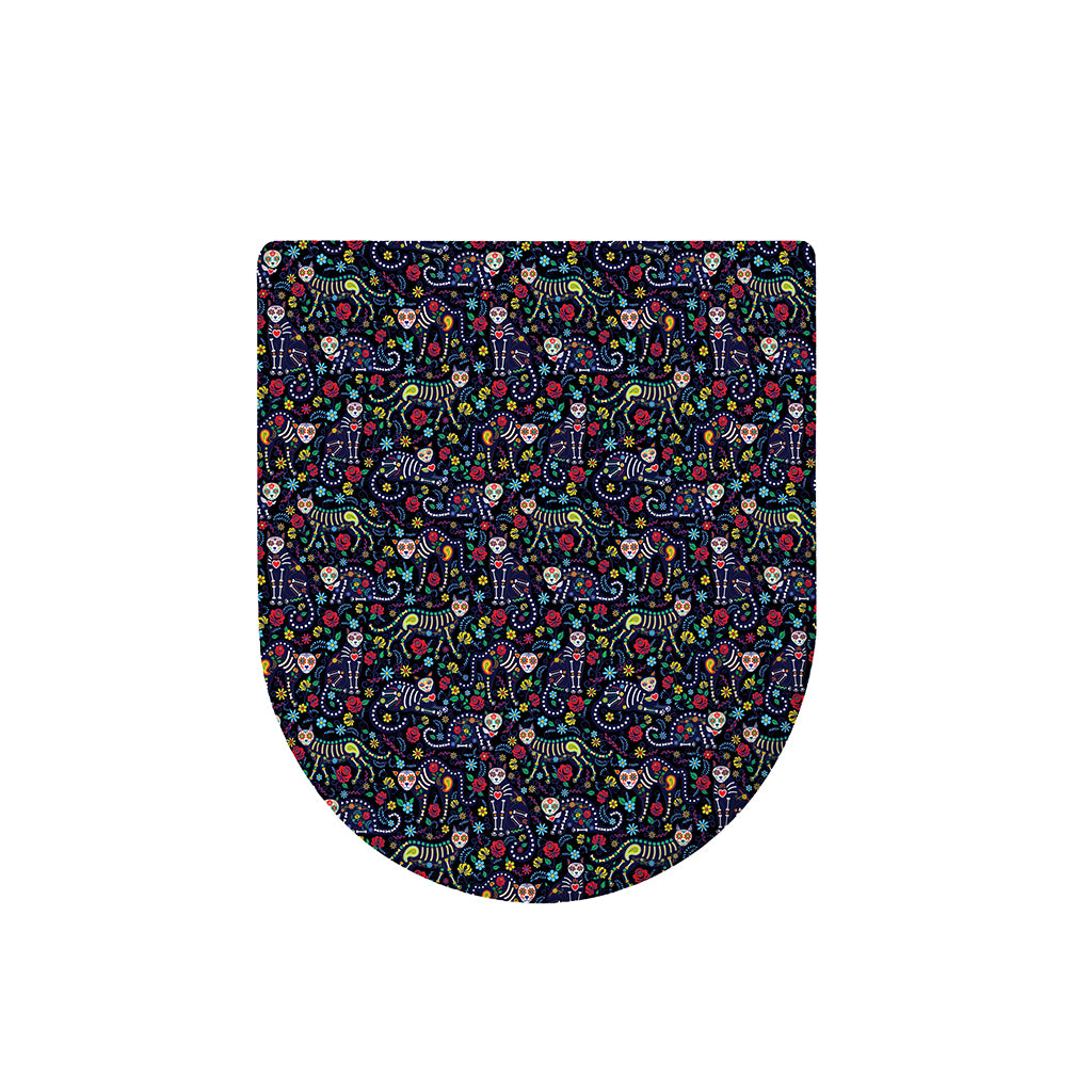 Day Of The Dead Calavera Cat Print Toilet Lid Cover