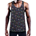 Day Of The Dead Calavera Cat Print Men's Workout Tank Top