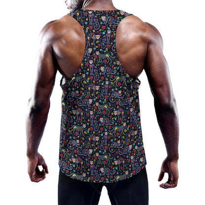 Day Of The Dead Calavera Cat Print Training Tank Top