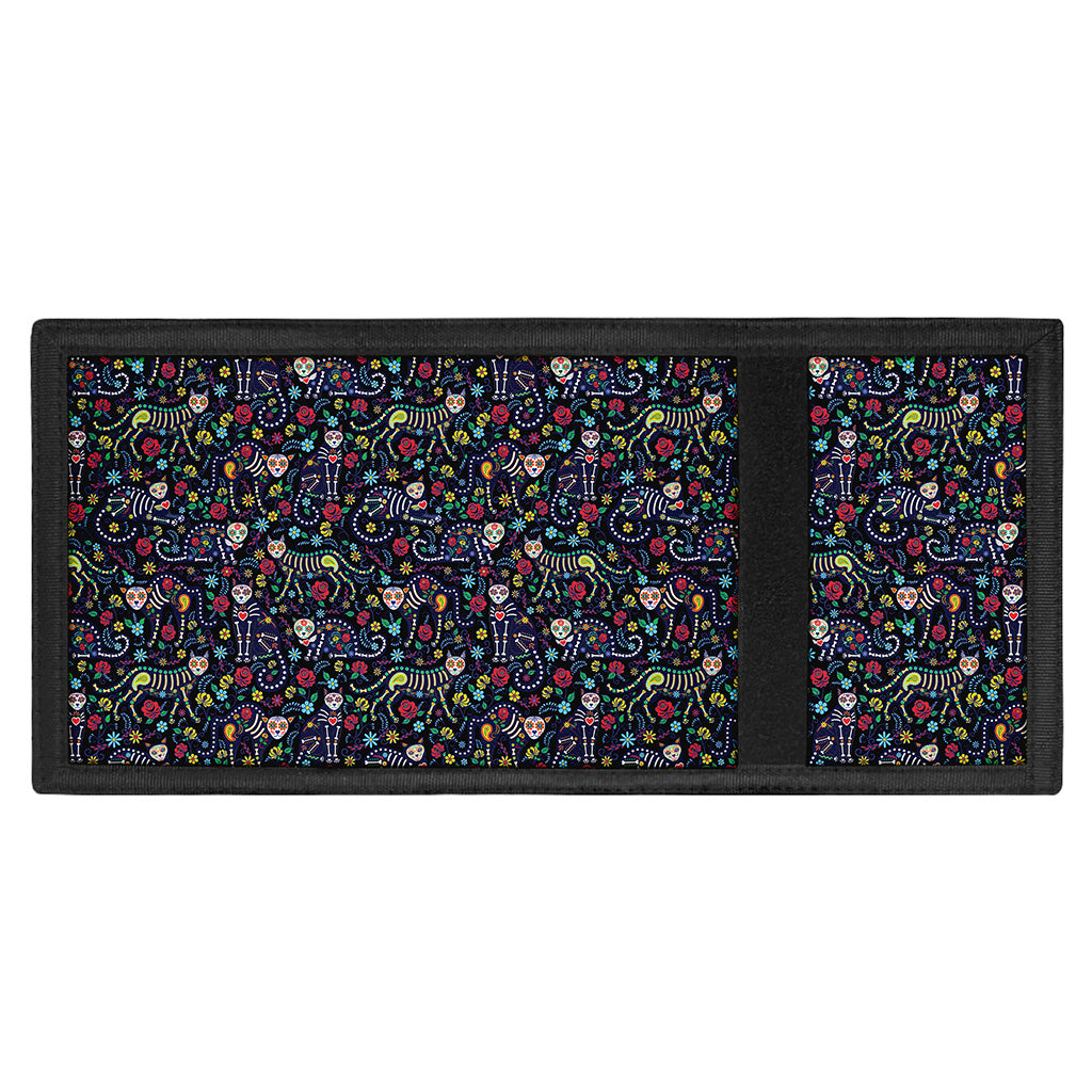 Day Of The Dead Calavera Cat Print Trifold Wallet