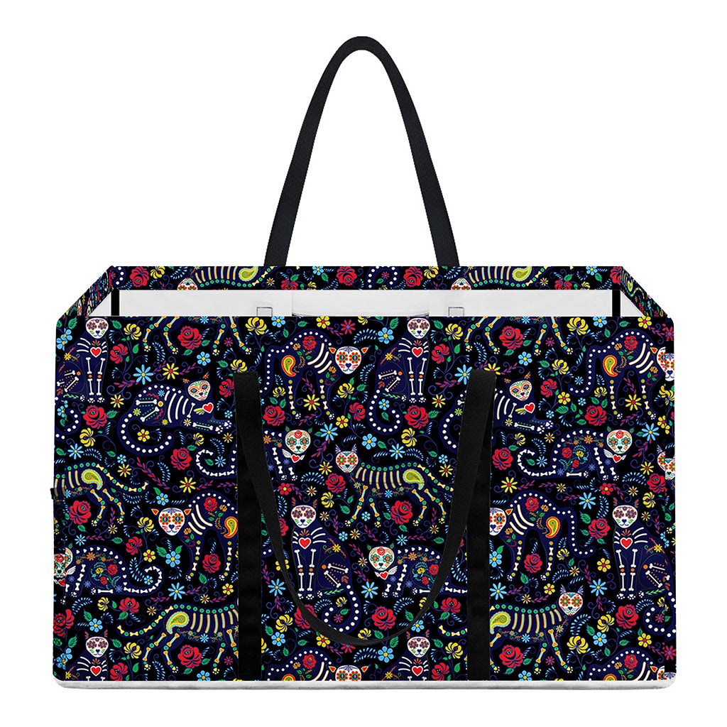 Day Of The Dead Calavera Cat Print Utility Tote Bag
