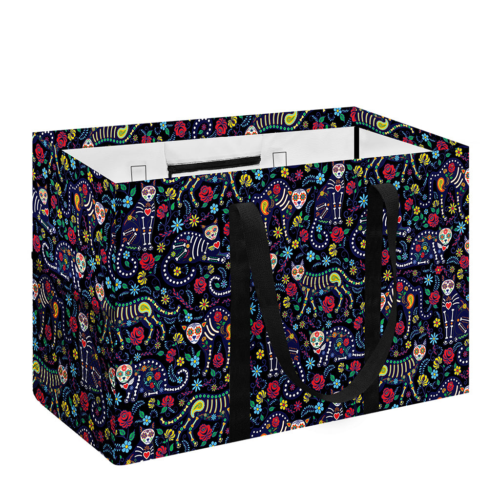 Day Of The Dead Calavera Cat Print Utility Tote Bag