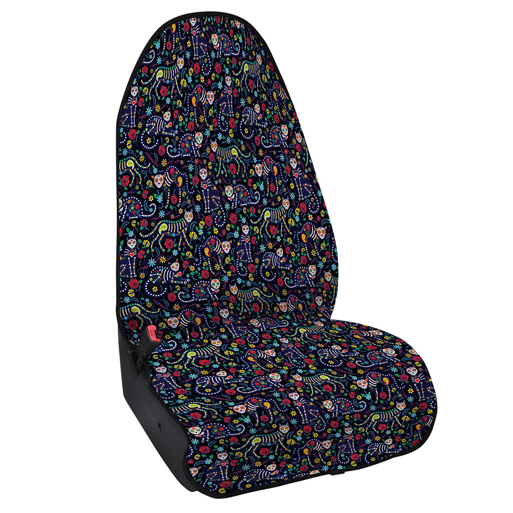 Day Of The Dead Calavera Cat Print Waterproof Car Seat Cover