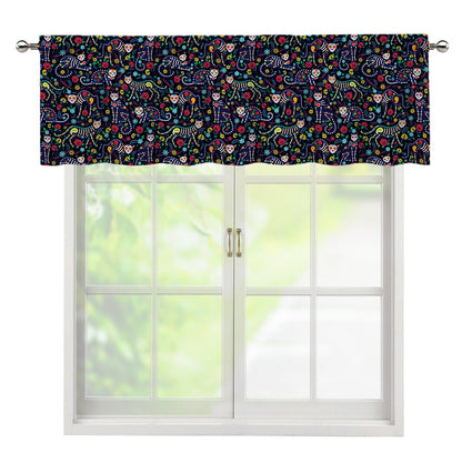 Day Of The Dead Calavera Cat Print Window Valance