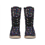 Day Of The Dead Calavera Cat Print Winter Boots