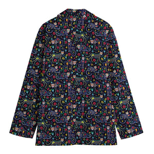 Day Of The Dead Calavera Cat Print Women's Blazer