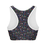 Day Of The Dead Calavera Cat Print Women's Sports Bra