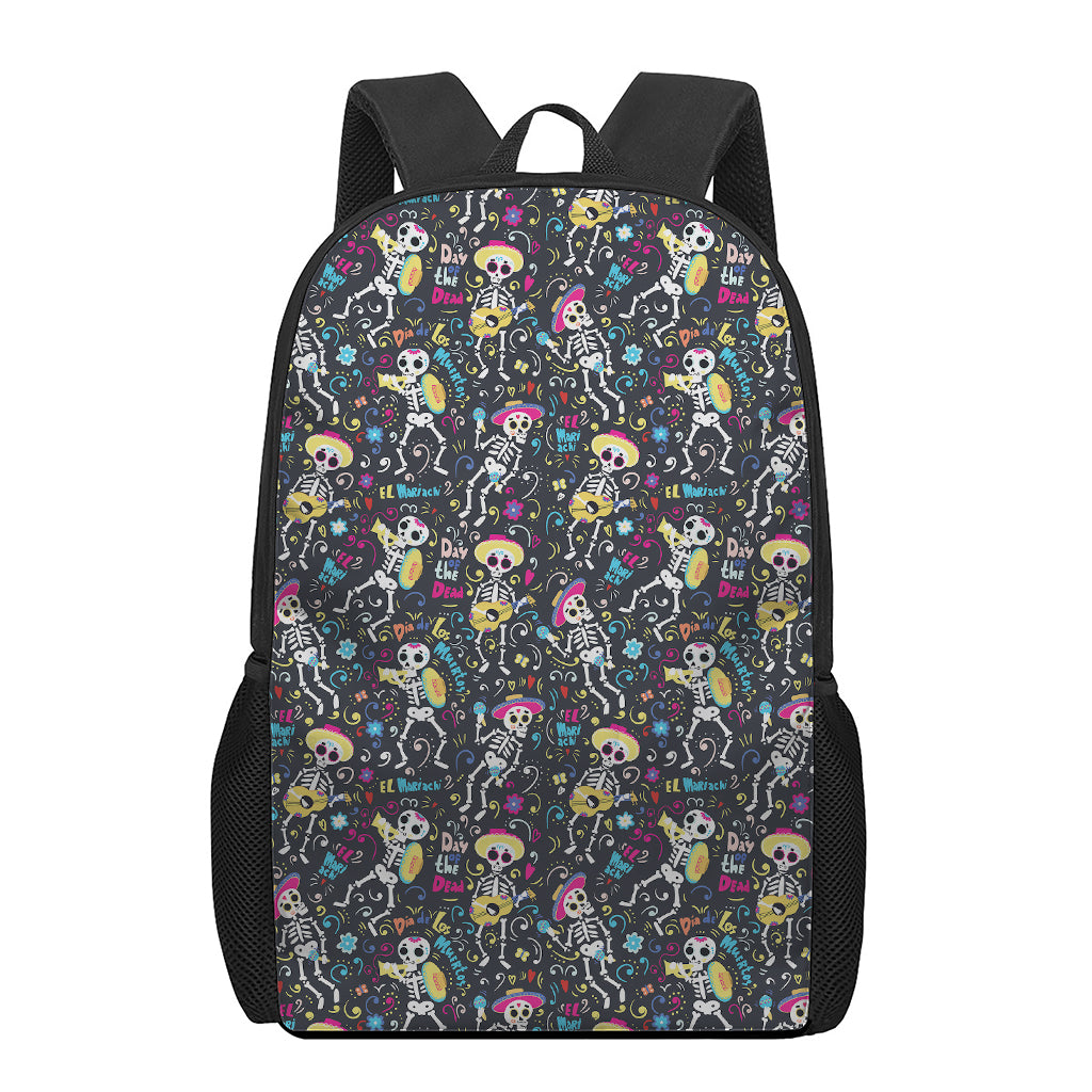 Day Of The Dead Mariachi Skeletons Print 17 Inch Backpack