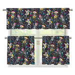 Day Of The Dead Mariachi Skeletons Print 3 Piece Kitchen Curtains