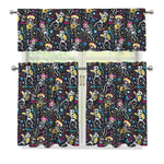 Day Of The Dead Mariachi Skeletons Print 3 Piece Kitchen Curtains