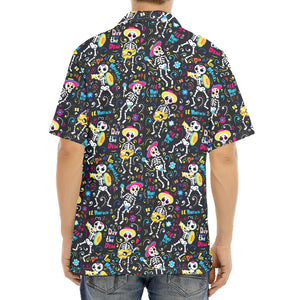 Day Of The Dead Mariachi Skeletons Print Aloha Shirt