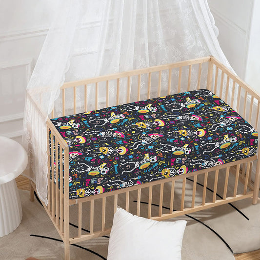 Day Of The Dead Mariachi Skeletons Print Baby Crib Sheet
