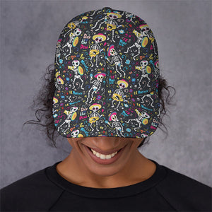 Day Of The Dead Mariachi Skeletons Print Baseball Cap