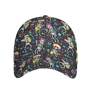 Day Of The Dead Mariachi Skeletons Print Baseball Cap