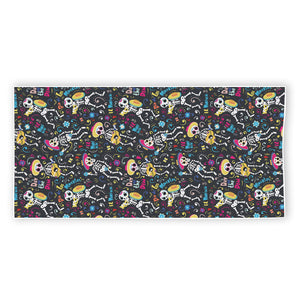 Day Of The Dead Mariachi Skeletons Print Beach Towel