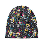 Day Of The Dead Mariachi Skeletons Print Beanie