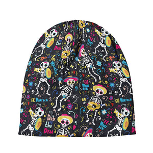 Day Of The Dead Mariachi Skeletons Print Beanie